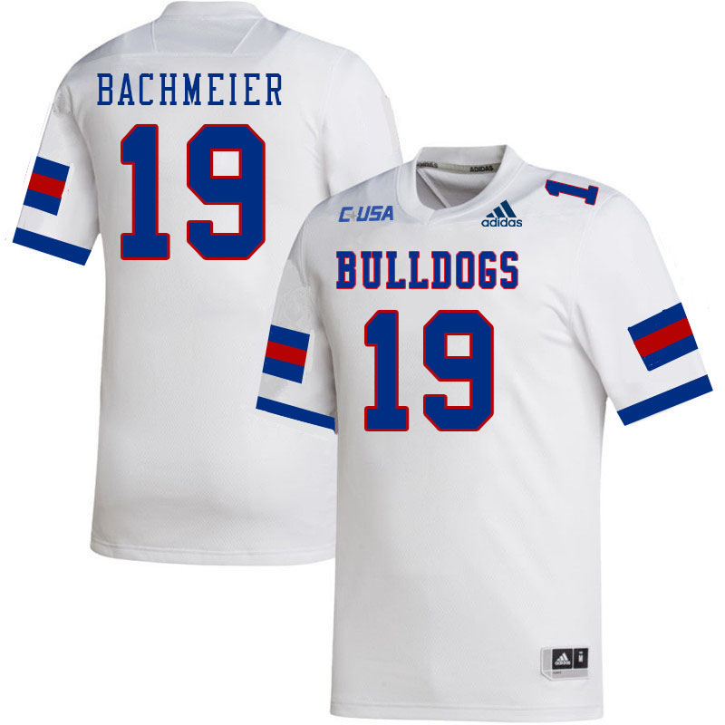 Men-Youth #19 Hank Bachmeier Louisiana Tech Bulldogs 2023 College Football Jerseys Stitched Sale-Whi